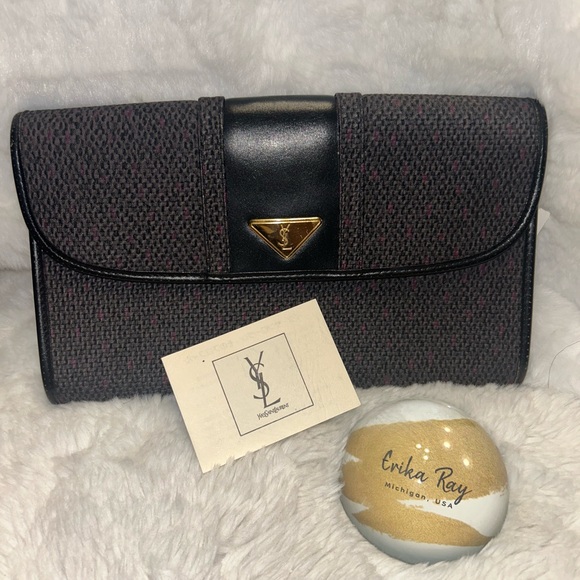 Yves Saint Laurent Vintage Woven Flap Clutch - Picture 16 of 16